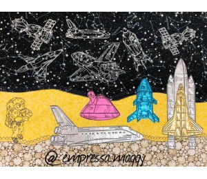 Stickserie - Weltraum Space Line Art